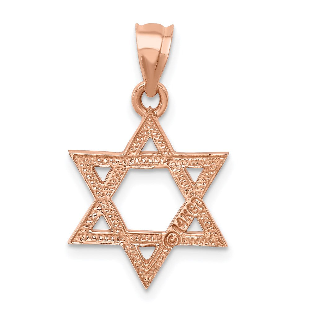 Million Charms 14K Rose Gold Themed Polished Religious Jewish Star Of David Pendant