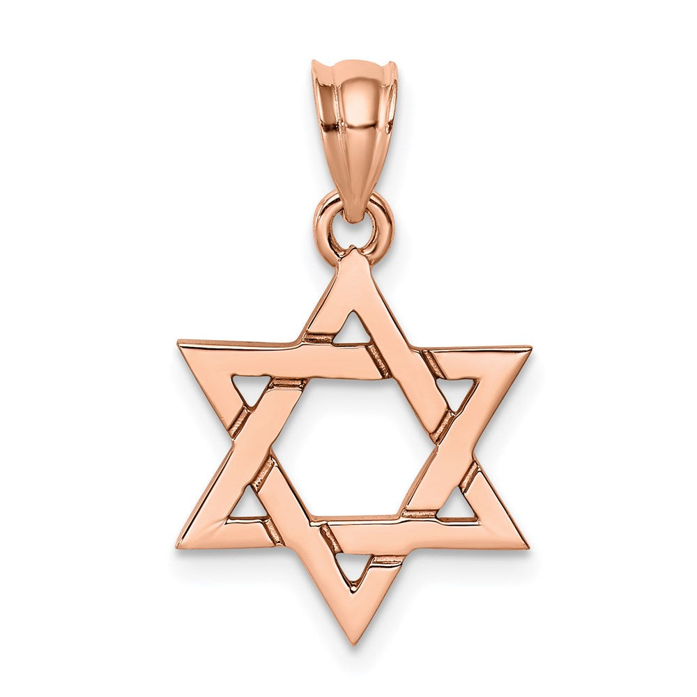 Million Charms 14K Rose Gold Themed Polished Religious Jewish Star Of David Pendant