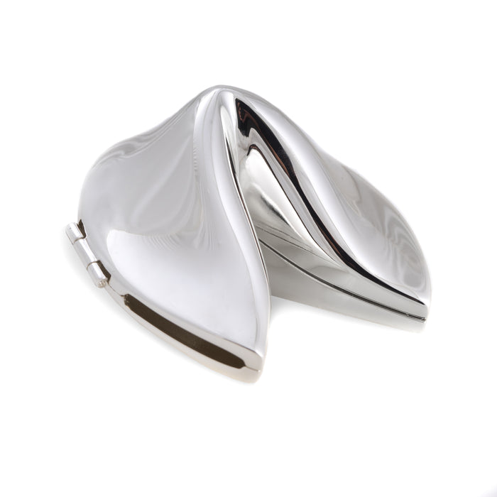 Occasion Gallery Silver Color Silver Plated Fortune Cookie Box. 3 L x 2.75 W x 1.75 H in.