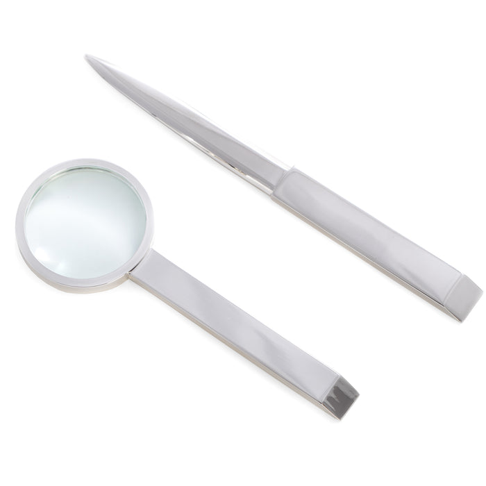 Occasion Gallery Silver Color Silver Plated Magnifier (3x Magnification) and Letter Opener Gift Set.  7.5 L x 0.65 W x 0.25 H in.