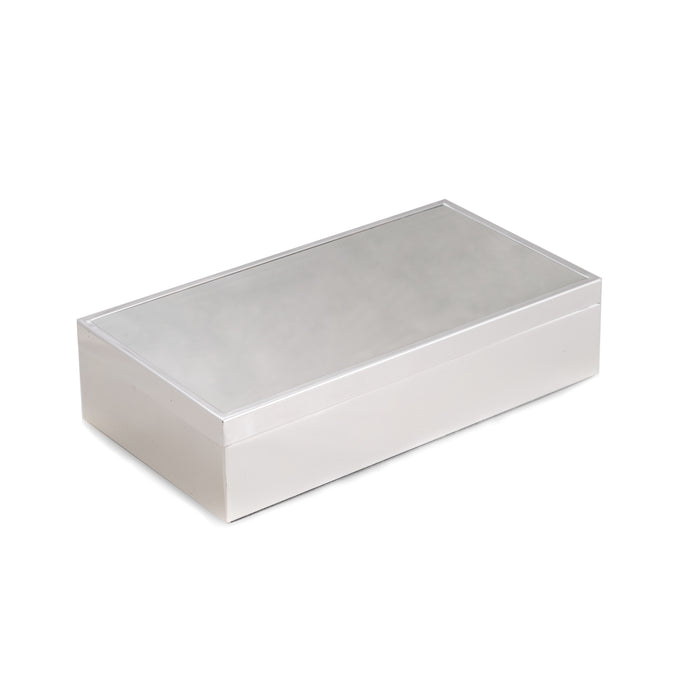 Occasion Gallery Silver Color Silver Plated Box with Removable Lid and Velvet Lined. 8.85 L x 4.75 W x 2 H in.