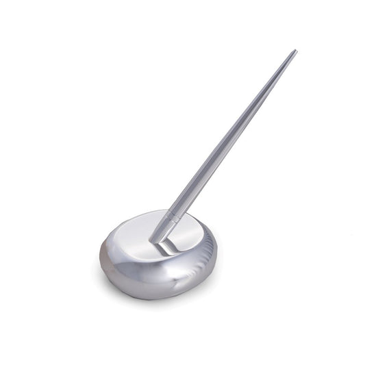 Occasion Gallery Silver Color Silver Plated Oval Pen Stand with Pen.  2.5 L x 3 W x 5.75 H in.