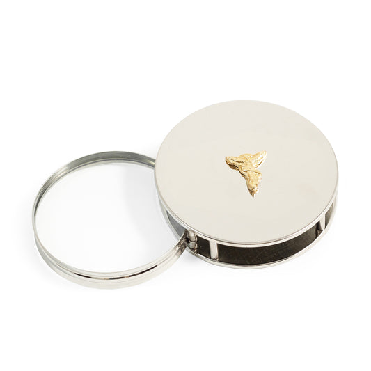 Occasion Gallery Chrome Color "Chiropractor", Chrome Plated Paperweight & Fold Out Magnifier with 3X Magnification. 2.75 L x 2.75 W x 0.65 H in.