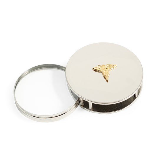 Occasion Gallery Chrome Color "Dental", Chrome Plated Paperweight & Fold Out Magnifier with 3X Magnification. 2.75 L x 2.75 W x 0.65 H in.