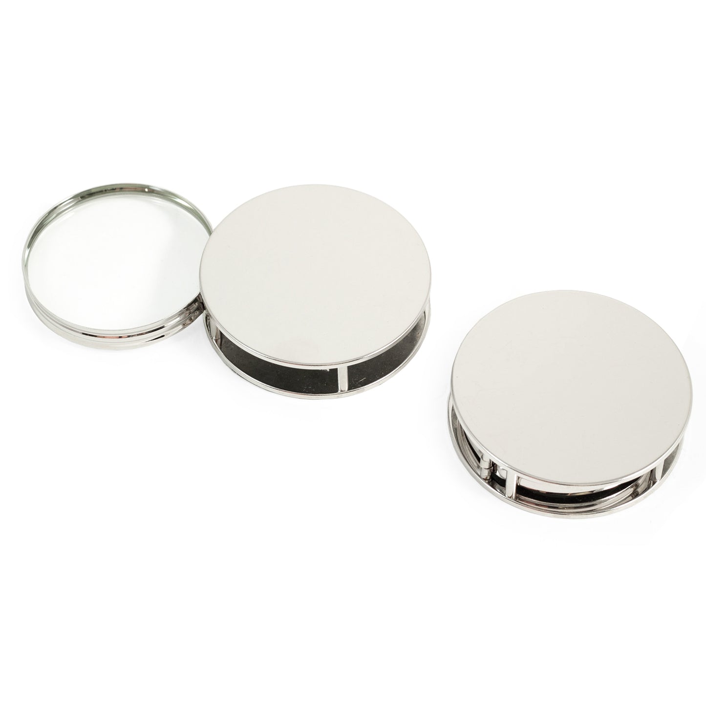 Occasion Gallery Chrome Color Chrome Plated Paperweight & Fold Out Magnifier with 3X Magnification. 2.75 L x 2.75 W x 0.65 H in.