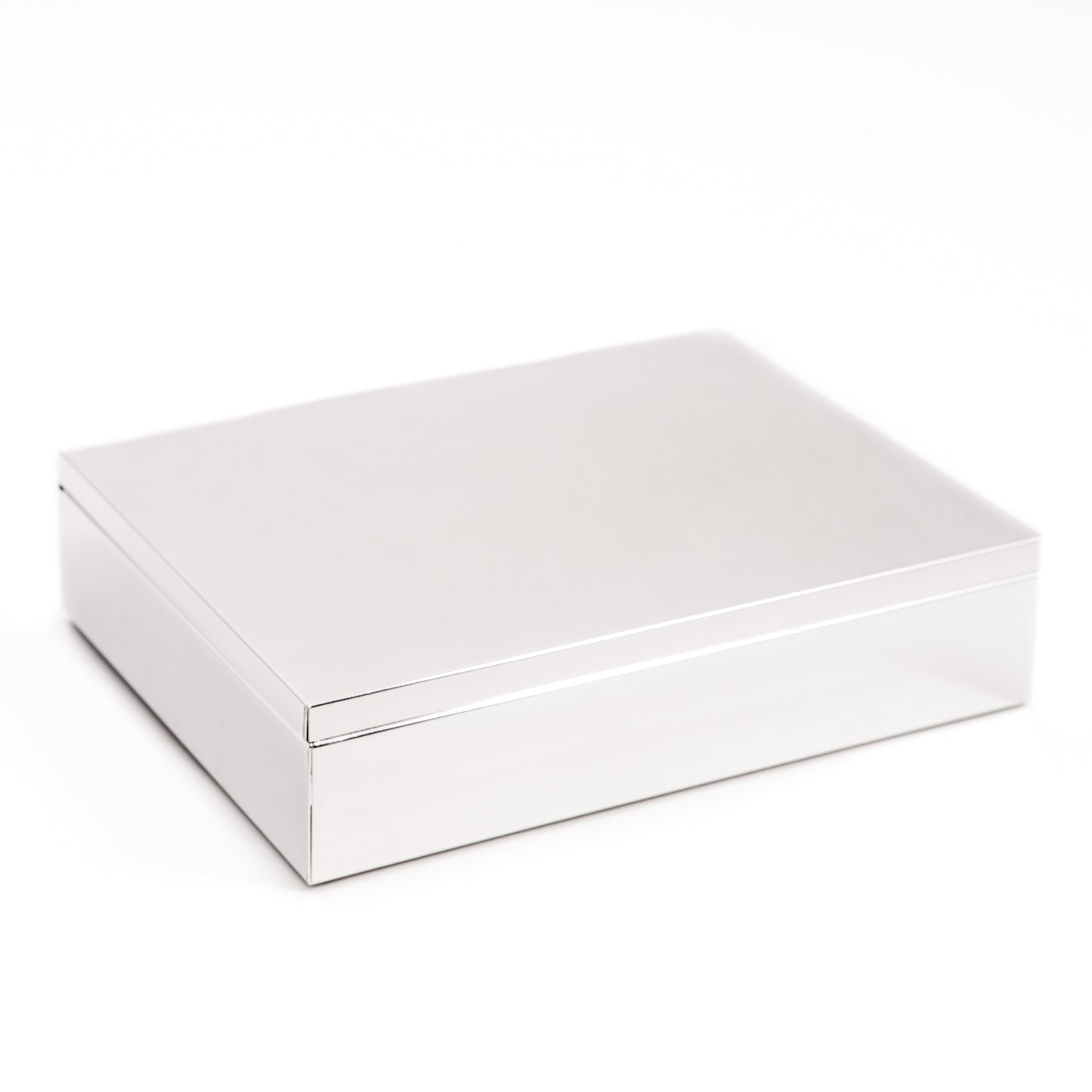 Occasion Gallery Silver Color Silver Plated  6" x 7 3/4" Rectangular Hinged Box with Black Velvet Lining. 7.75 L x 6 W x 1.75 H in.