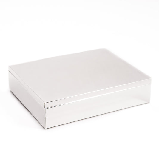 Occasion Gallery Silver Color Silver Plated  6" x 7 3/4" Rectangular Hinged Box with Black Velvet Lining. 7.75 L x 6 W x 1.75 H in.