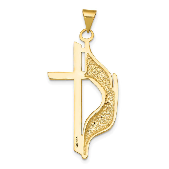 Million Charms 14K Yellow Gold Themed Relgious Cross Polished Pendant