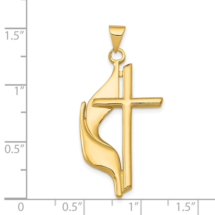 Million Charms 14K Yellow Gold Themed Relgious Cross Polished Pendant