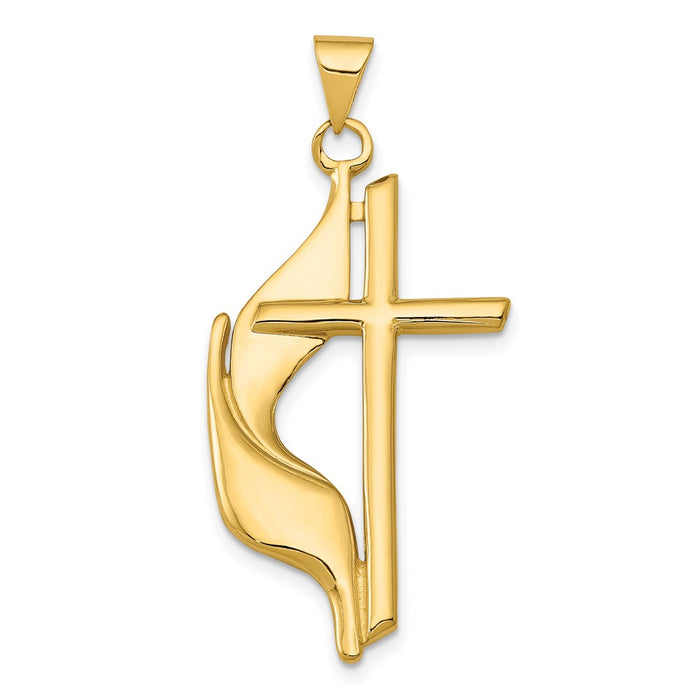 Million Charms 14K Yellow Gold Themed Relgious Cross Polished Pendant