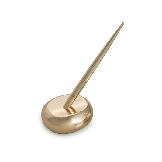 Occasion Gallery Gold Color Gold Plated Oval Pen Stand with Pen.  2.5 L x 3 W x 5.75 H in.