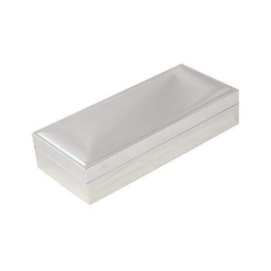 Occasion Gallery Silver Color Nickel Plated Rectangular 3 1/2" x 8" Hinged Box with Velvet Lining. 3.5 L x 8 W x 1.75 H in.