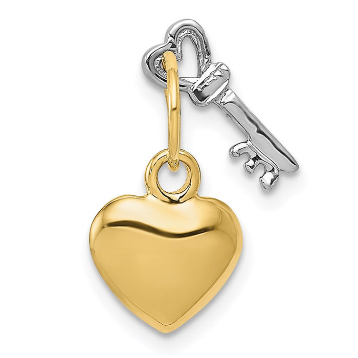 Million Charms 14K Two-Tone Polished Key & Heart Lock Charm