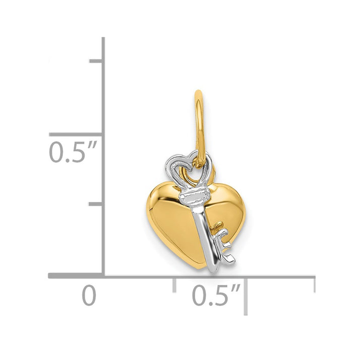 Million Charms 14K Two-Tone Polished Key & Heart Lock Charm