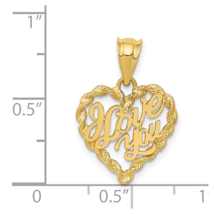 Million Charms 14K Yellow Gold Themed I Love You Heart Pendant
