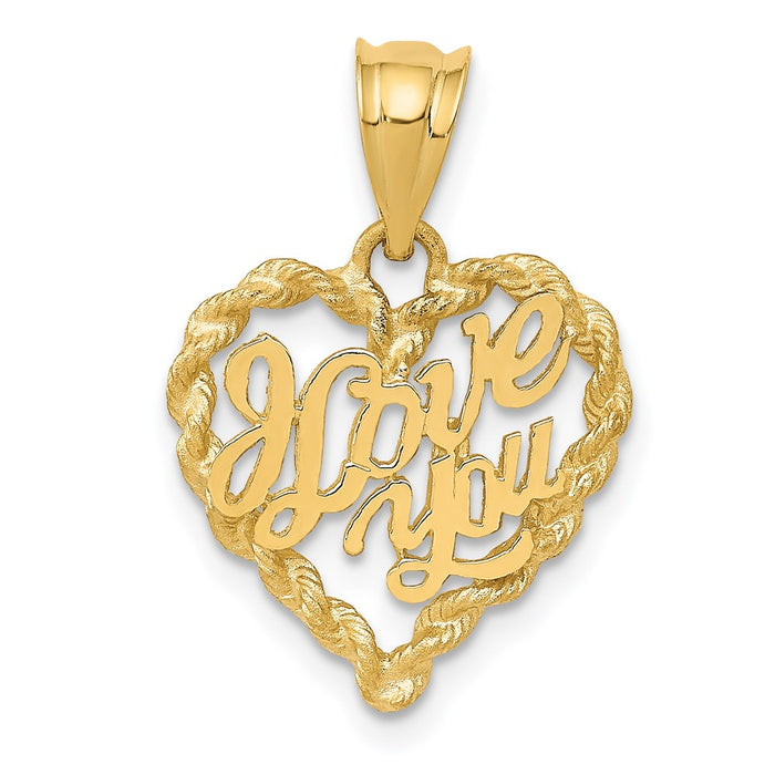 Million Charms 14K Yellow Gold Themed I Love You Heart Pendant