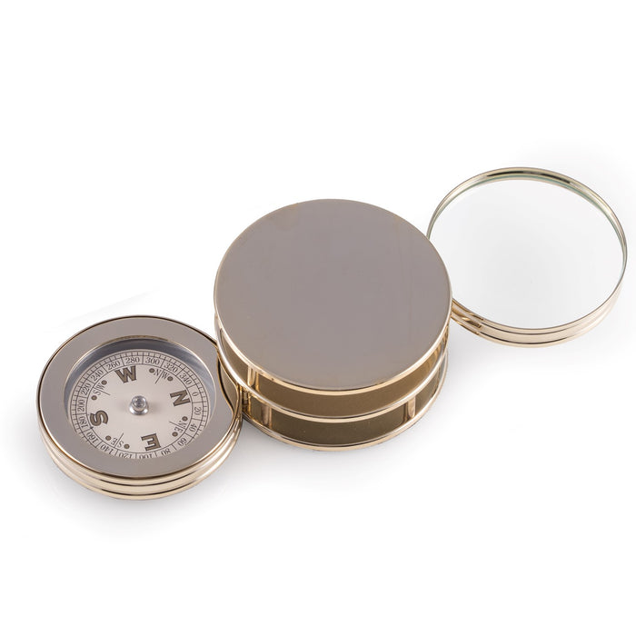 Occasion Gallery Gold Color Gold Plated Paperweight & Fold Out 3X Magnification Magnifier with Compass. 2.75 L x 1.35 W x  H in.