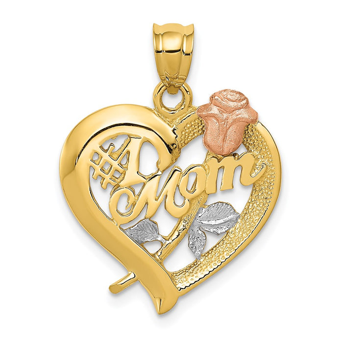 Million Charms 14K Two-Tone Gold Themed With Rhodium-Plated Mom Charm