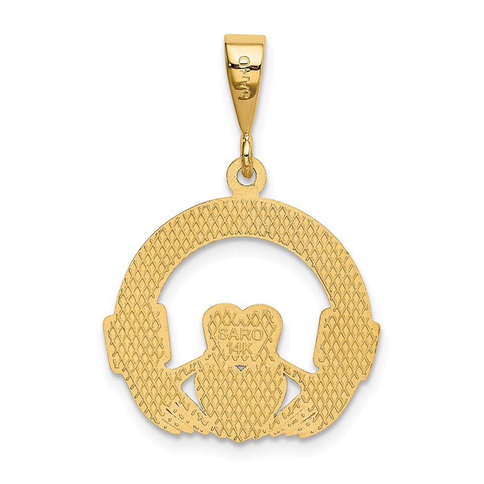 Million Charms 14K Yellow Gold Themed I Love You Claddagh Pendant