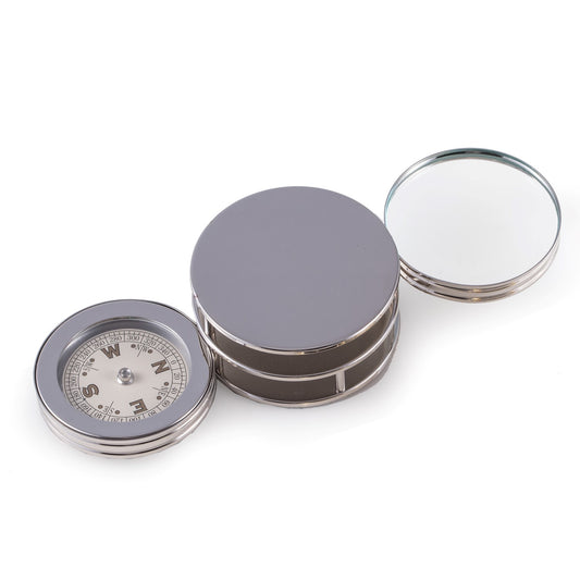 Occasion Gallery Chrome Color Chrome Plated Paperweight & Fold Out 3X Magnification Magnifier with Compass. 2.75 L x 1.35 W x  H in.