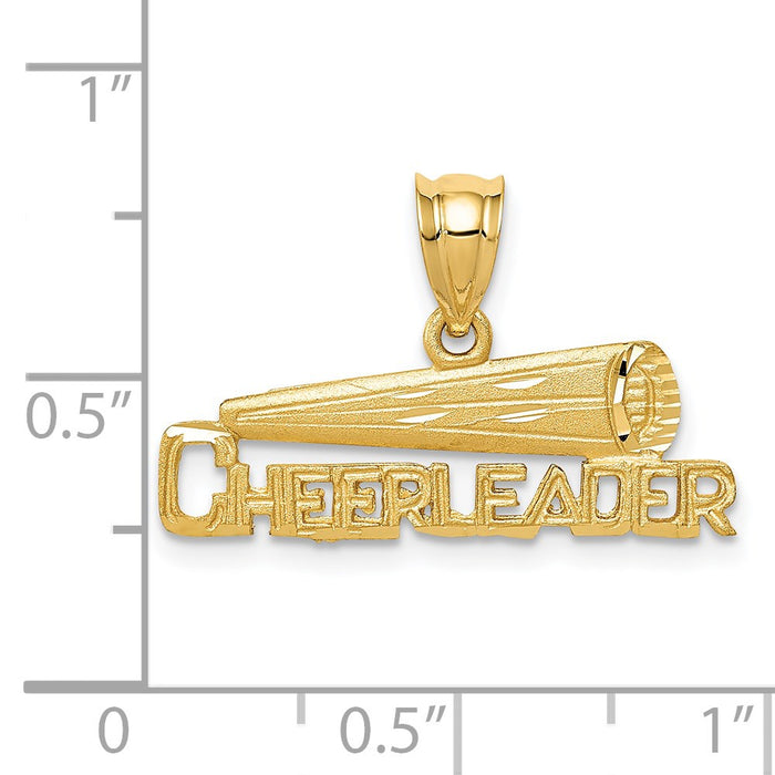 Million Charms 14K Yellow Gold Themed Cheerleader Pendant