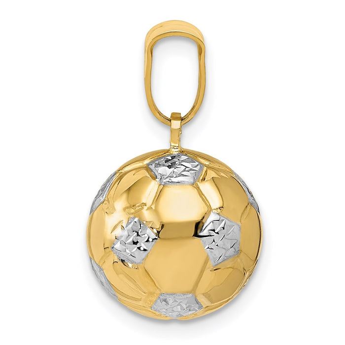 Million Charms 14K Yellow Gold Themed, Rhodium-plated Sports Soccer Ball Pendant