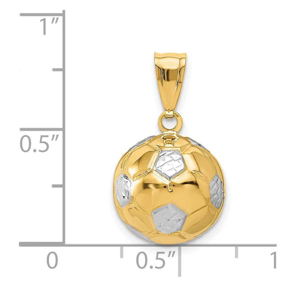 Million Charms 14K Yellow Gold Themed, Rhodium-plated Sports Soccer Ball Pendant