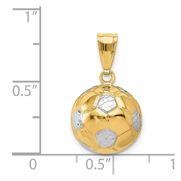 Million Charms 14K Yellow Gold Themed, Rhodium-plated Sports Soccer Ball Pendant