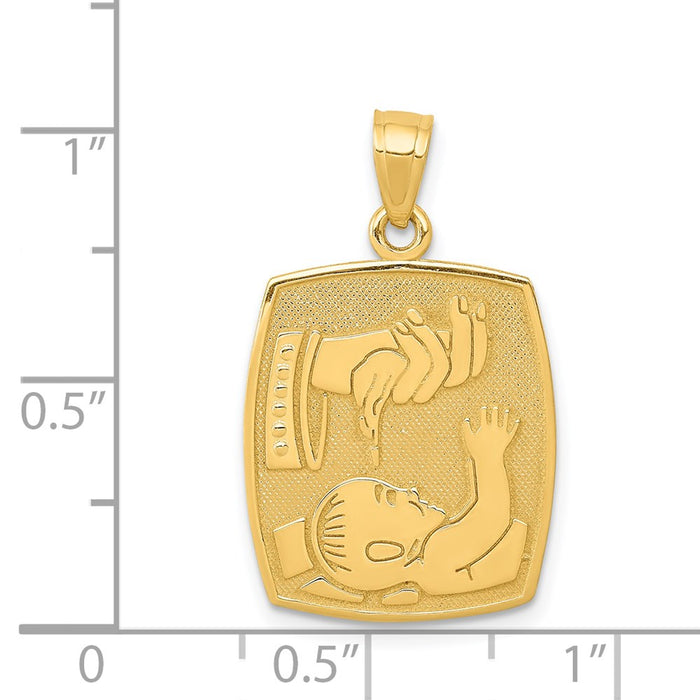 Million Charms 14K Yellow Gold Themed Satin & Polished Religious Baptism Pendant