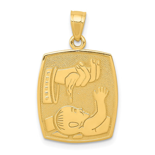 Million Charms 14K Yellow Gold Themed Satin & Polished Religious Baptism Pendant