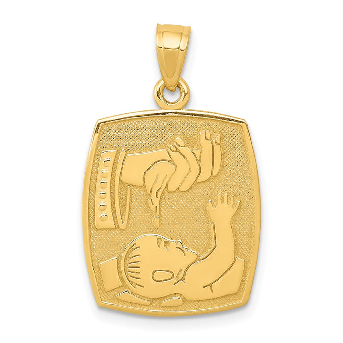 Million Charms 14K Yellow Gold Themed Satin & Polished Religious Baptism Pendant