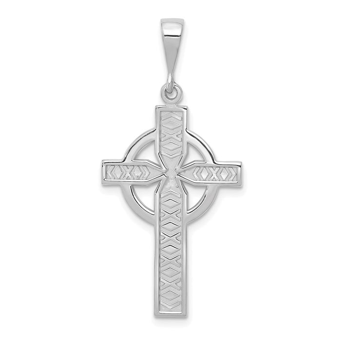 Million Charms 14K White Gold Themed Celtic Relgious Cross Charm