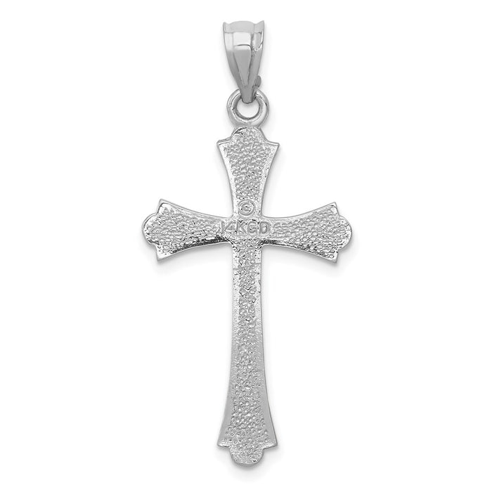 Million Charms 14K White Gold Themed Relgious Cross Pendant