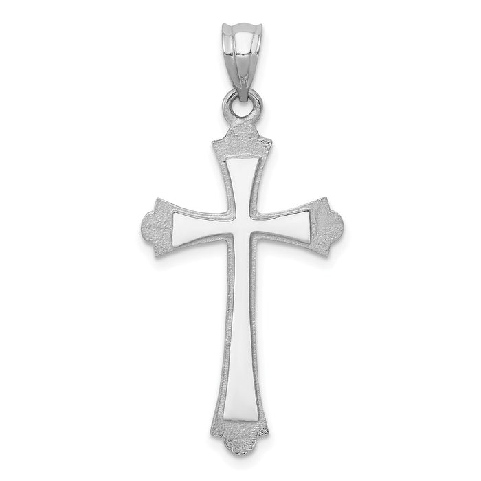 Million Charms 14K White Gold Themed Relgious Cross Pendant