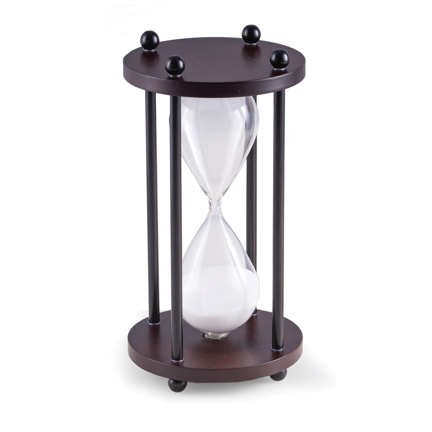 Occasion Gallery Walnut  Color "Walnut" Wood 10 Minute Sand Timer with White Sand and Black Posts. 4.35 L x 8 W x  H in.