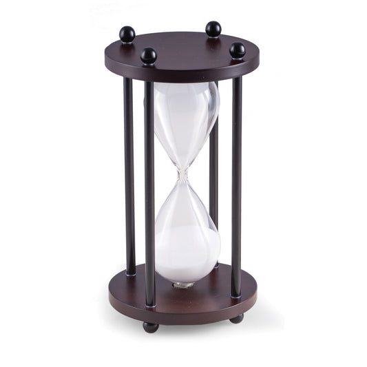 Occasion Gallery Walnut  Color "Walnut" Wood 10 Minute Sand Timer with White Sand and Black Posts. 4.35 L x 8 W x  H in.
