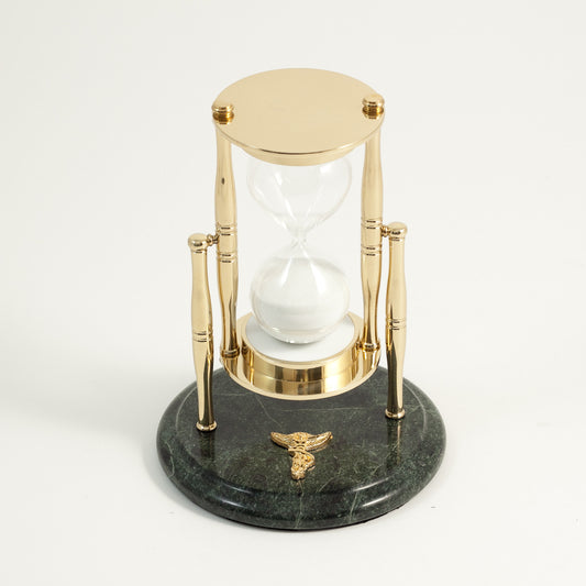 Occasion Gallery Green Marble/Brass Color "Chiropractor", Green Marble 30 Minute Sand Timer with Brass Accents. 5.25 L x 7 W x  H in.