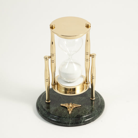 Occasion Gallery Green Marble/Brass Color "Dental", Green Marble 30 Minute Sand Timer with Brass Accents. 5.25 L x 7 W x  H in.