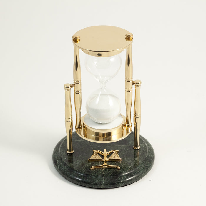 Occasion Gallery Green Marble/Brass Color "Legal", Green Marble 30 Minute Sand Timer with Brass Accents. 5.25 L x 7 W x  H in.
