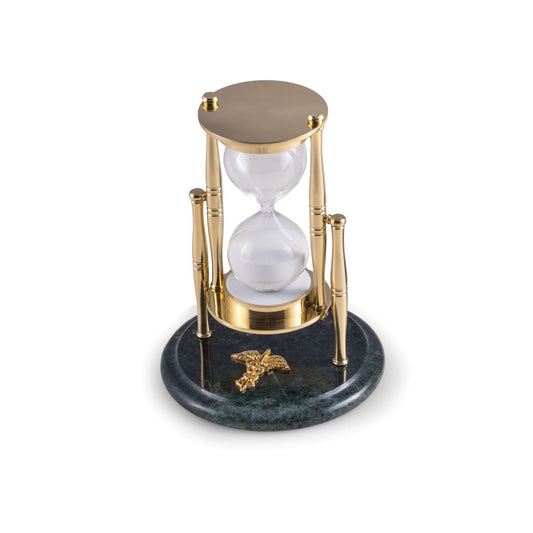 Occasion Gallery Green Marble/Brass Color "Medical", Green Marble 30 Minute Sand Timer with Brass Accents. 5.25 L x 7 W x  H in.