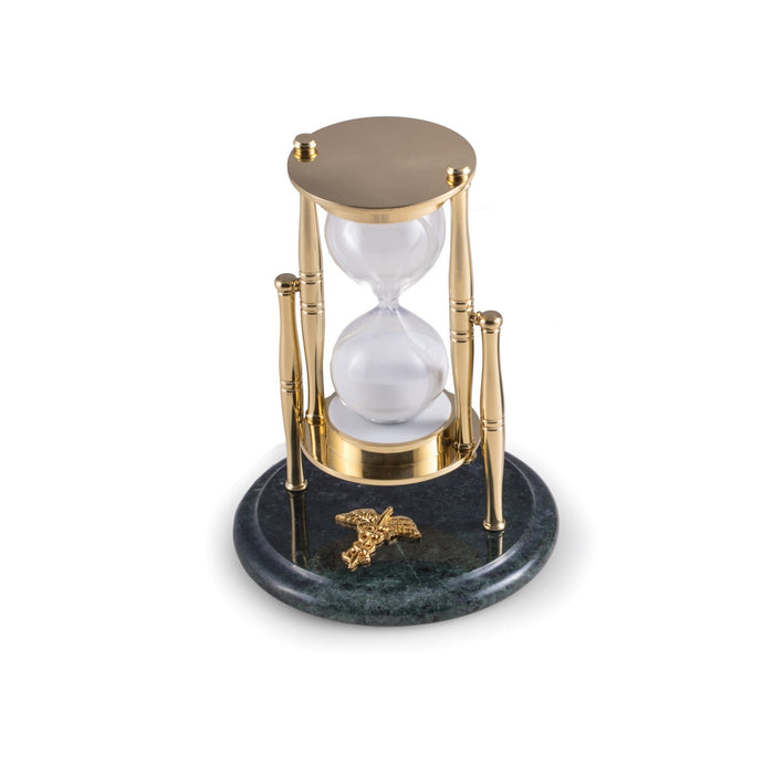 Occasion Gallery Green Marble/Brass Color "Medical", Green Marble 30 Minute Sand Timer with Brass Accents. 5.25 L x 7 W x  H in.