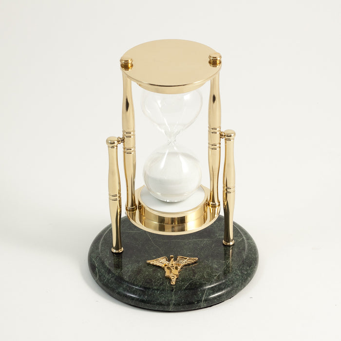 Occasion Gallery Green Marble/Brass Color "Nursing", Green Marble 30 Minute Sand Timer with Brass Accents. 5.25 L x 7 W x  H in.