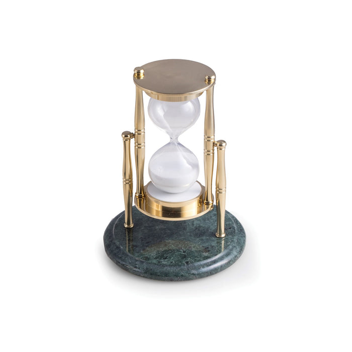 Occasion Gallery Green Marble/Brass Color Green Marble 30 Minute Sand Timer with Brass Accents. 5.25 L x 7 W x  H in.