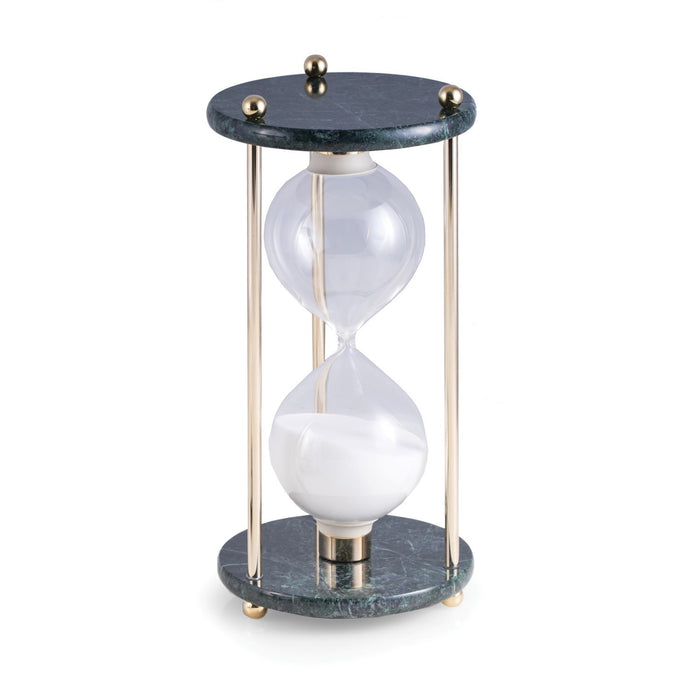 Occasion Gallery Green Marble/Brass Color Green Marble 60 Minute Sand Timer with Brass Accents. 5 L x 10 W x  H in.