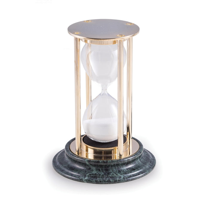 Occasion Gallery Green Marble/Brass Color Brass 15 Minute Sand Timer on Green Marble Base. 2.85 L x 6 W x  H in.