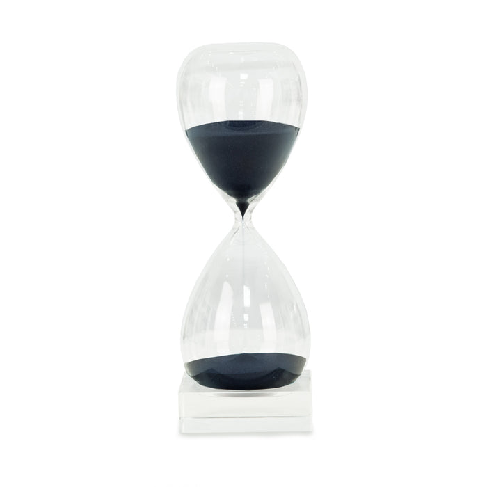 Occasion Gallery Navy Color 60 Minute Sand Timer on Cristal Base with Navy Sand. 3.5 L x 3.5 W x 10.5 H in.