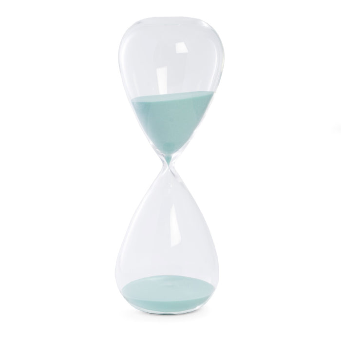 Occasion Gallery CLEAR/ GREEN Color 90 Minute Crystal Sand Timer with Light Blue Sand.  5 L x  W x 14 H in.