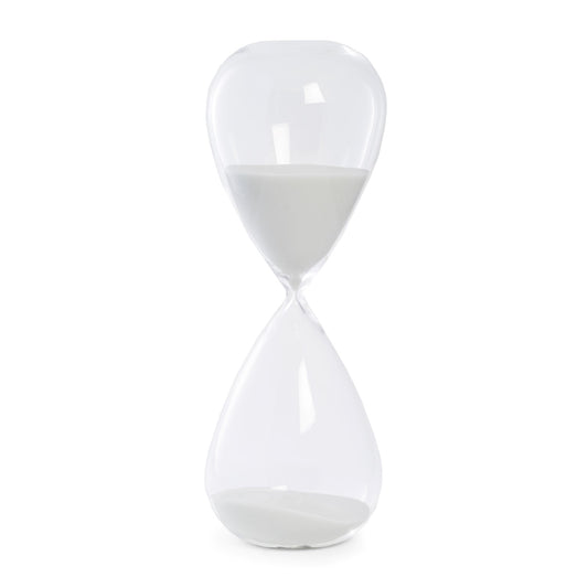 Occasion Gallery CLEAR/ WHITE Color 90 Minute Crystal Sand Timer with White Sand.  5 L x  W x 14 H in.