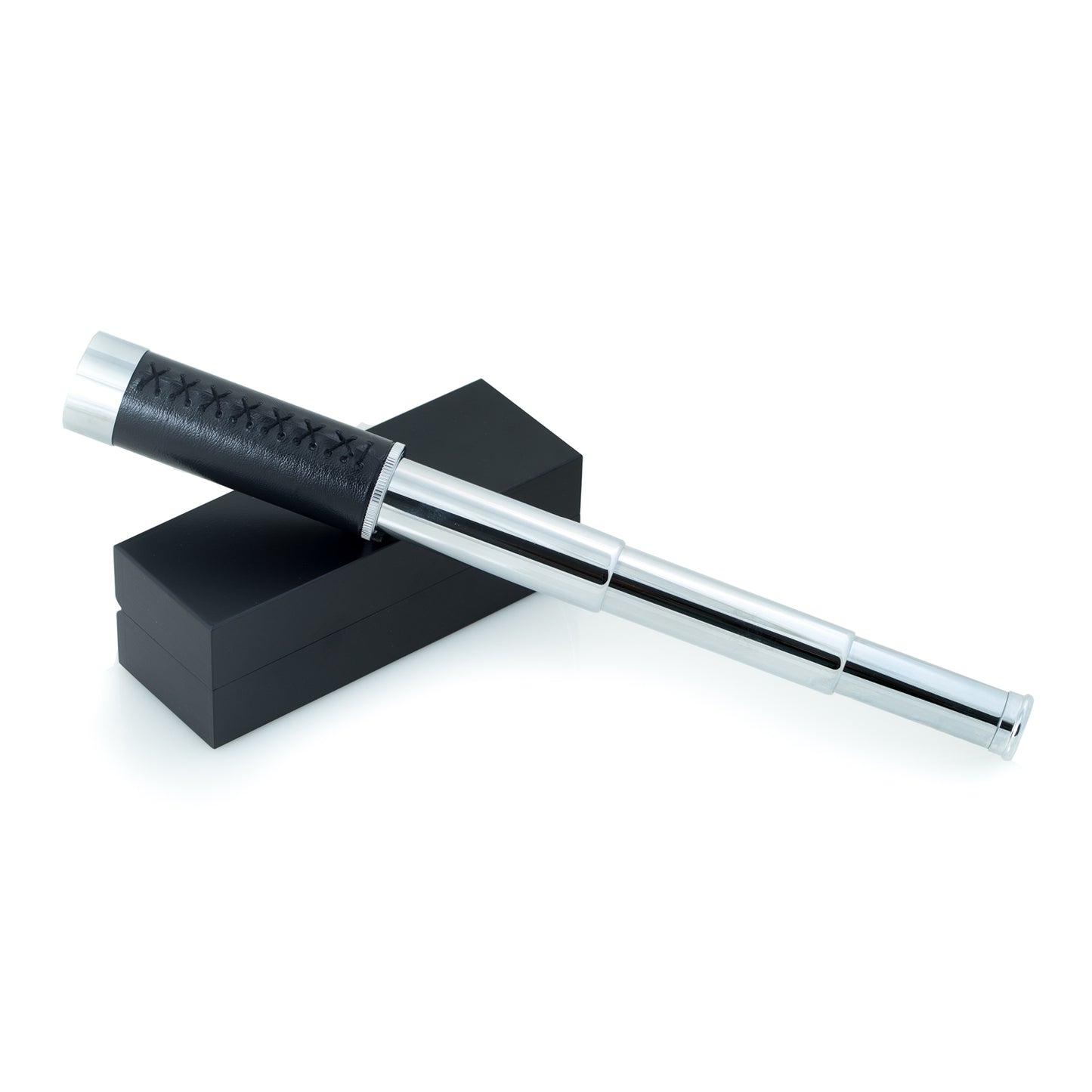 Occasion Gallery Black Color Chrome 30 mm Telescope with 25X Magnification and Leather Trim in Black Wood Presentation Box. 6 L x 2.15 W x 1.85 H in.