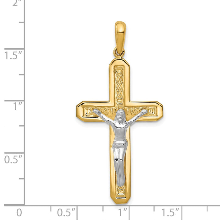 Million Charms 14K Two-Tone Relgious Crucifix Pendant